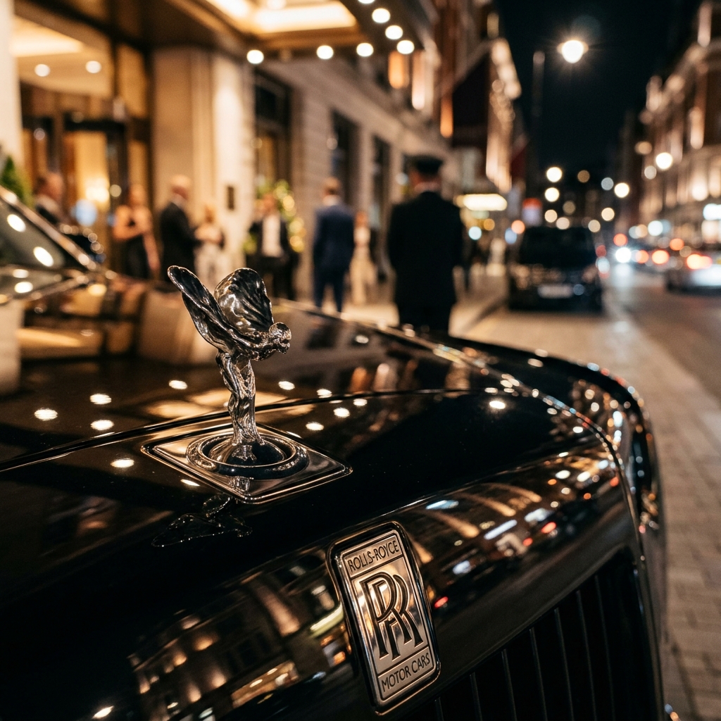 Rolls-Royce emblem detail — private VIP transfer